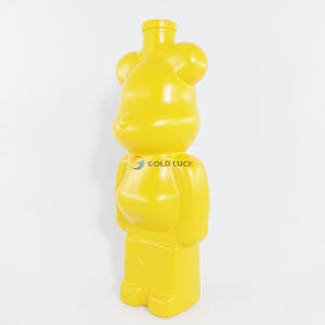 Botellas de licor de bebida de vidrio con forma de oso violento, botella de vidrio amarilla con tapón de corcho - Product Image 2