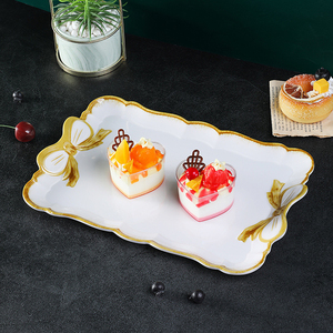 Bandeja de Resina Cuadrada para Exhibición de Joyas, Decorativa, Blanca, con Lazo, para Té de la Tarde, Frutas y Pasteles - Product Image 5