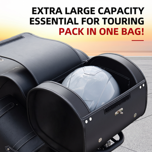 Sac de bagages pour siège arrière de moto 33L, forme de baril rétro, sac de coffre en cuir imperméable, support universel pour porte-bagages arrière - Product Image 2
