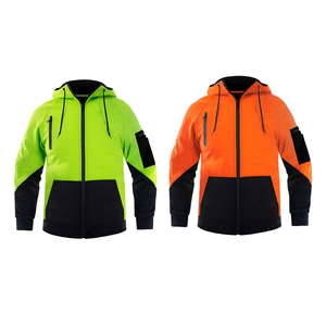 Chaqueta de Trabajo para Exteriores Jessubond de <span class=keywords><strong>Alta</strong></span> <span class=keywords><strong>Visibilidad</strong></span>, Invernal, con Capucha, Cierre de Cremallera, <span class=keywords><strong>Forro</strong></span> <span class=keywords><strong>Polar</strong></span> Compuesto, Fluorescente y con Bloques de Color - Product Image 2
