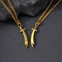 Pedang Zulfiqar Vintage Punk, Pisau Pedang Ali Pvd Baja Tahan Karat, Liontin Perhiasan Fashion, Kalung Grosir, Aksesoris untuk DIY Pria