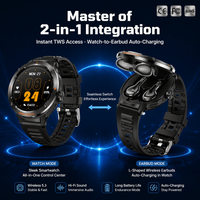 Montre connectée avec écouteurs TWS intégrés pour hommes, écouteurs sans fil intégrés, 60 jours d'autonomie en veille, étanche IP67, montre connectée sport, cadeau