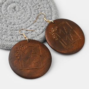 2022 Hoa Tai Bằng Gỗ Tự Nhiên Chữ Cái Chủ Nghĩa Cổ Điển Gỗ Tròn Và Hoa Tai Hình Giọt Nước Cho - Product Image 4