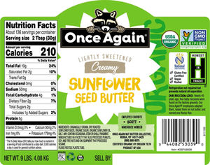 Beurre de tournesol biologique légèrement salé et sucré 4,08 kg, sans gluten, sans arachide, naturel, en vrac, Once Again Nut Butter - Product Image 6