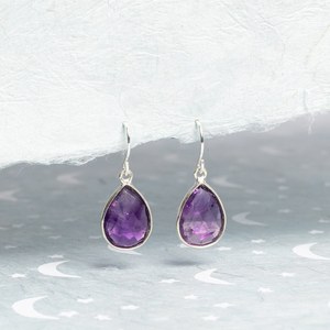 Amethyst Teardrop <b>Earrings</b> 925 Sterling Silver Drop <b>Earrings</b> Minimalist Bridal Jewelry Wholesale Supplier Export India - Product Image 1