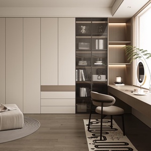 <span class=keywords><strong>Dressing</strong></span> modulaire |   Armoire combinée avec coiffeuse et étagères ouvertes |   Meubles de chambre à coucher ODM/OEM pour gagner de la place - Product Image 1