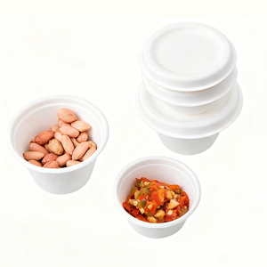 Coppette per Salse Ecologiche Monouso in Bagassa Rotonde da 1oz con Coperchio Adatte al <span class=keywords><strong>Microonde</strong></span> - Product Image 3