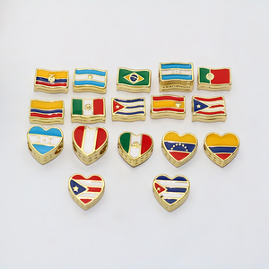 Cuentas espaciadoras de esmalte con diseño de bandera de país (México, Argentina, Venezuela, Colombia) en forma de corazón y rectángulo, y bandera nacional de Latinoamérica, para joyería - Product Image 1