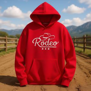<b>Women's</b> Casual Rodeo <b>Hoodie</b> With Cowboy Hat Print <b>Red</b> 100% Polyester Knitted Sweatshirt Autumn Fashion Pullover - Product Image 2
