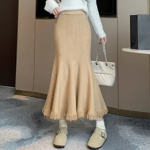 Women Fashion Long Skirt Women High Waist Slim Skirt Top Quality Rib Knit Sweater Dress