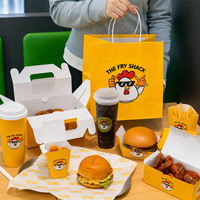 Ensemble d'emballages personnalisés pour la restauration rapide, boîte à poulet frit, boîte à hamburger, boîte à frites, conteneur alimentaire en papier à emporter, restaurant OEM
