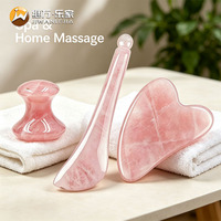 Alat Pijat Kecantikan Gua Sha dari Batu Kuarsa Mawar Jade Jiwan Lejia untuk Penggunaan di Rumah, Khusus untuk Mengencangkan Wajah dan Tubuh