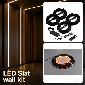 ไอเดียไฟตกแต่งผนังแบบ Slat Wall แผ่นผนังอะคูสติกขนาด 13 มม. ชุดไฟ LED ควบคุมผ่านแอพพลิเคชั่น แบบเสียบปลั๊กใช้งานได้ทันที - Product Image 1