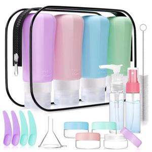 Premium 85ml Silicone Travel Bottle <b>Set</b> 30ml Plastic <b>Spray</b> Bottles with Toiletry Accessories - Product Image 1