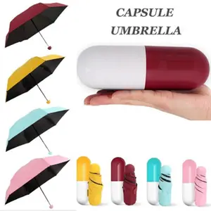 Mini Capsule de poche parapluie Protection UV cinq parapluie pliant tissu avec revêtement noir