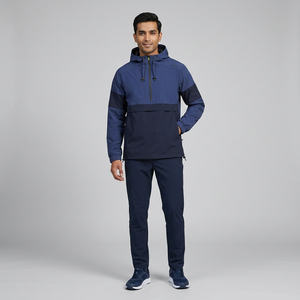 Jacket OEM Custom Logo Solid Color Patchwork Track <b>Stand</b> Collar Front Casual Fashion Light-<b>weight</b> Zip up Windbreakers - Product Image 1
