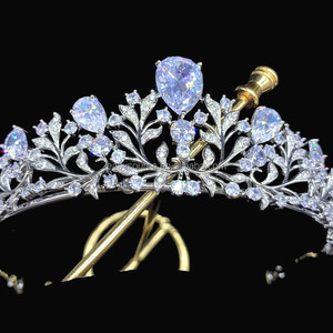 RE4058 Zircone Couronne De <span class=keywords><strong>Mariage</strong></span> Nouveau CZ Tiare Élégant Pageant Femme Diadème - Product Image 5