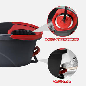 <strong>Red</strong> Black 360 Rotating Magic <strong>Mop</strong> Bucket Set Cleaning Floor Microfiber <strong>Mops</strong> and Bucket - Product Image 2