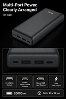 Power Bank 20000mAh Pengisian Cepat 15W Charger Portabel Dual USB A USB C Paket Baterai Eksternal