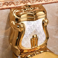Ensemble de toilettes de luxe en céramique dorée avec lavabo et bidet, WC suspendu à chasse d'eau directe – Offre spéciale