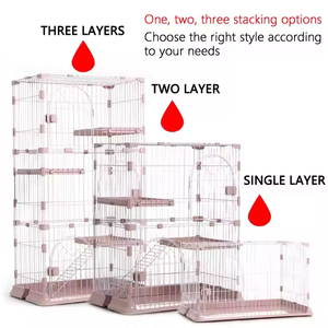Vente en gros de cage pour animaux de compagnie en acier inoxydable à trois étages et trois portes, grande taille pour chat et chien - Product Image 6