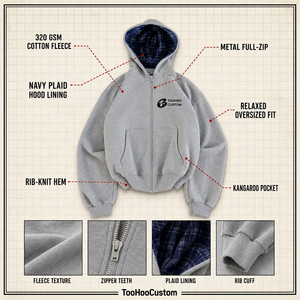 Chaqueta Bomber de Forro Polar con Cremallera Completa en Gris Jaspeado, Sudadera de Mezcla de Algodón con Acabado Cepillado, Corte Relajado, Bolsillo Canguro, Estilo Urbano Personalizado ODM - Product Image 3