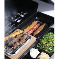 Boîte en papier pour brochettes de barbecue en plein air pour restaurant arabe avec grilles de barbecue intégrées, compartiment à charbon de bois, ensemble pour brochettes rôties, emballage