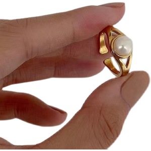 S925 <b>Silver</b> <b>Ring</b> Accessory <b>Set</b> DIY Pearl Jewelry with 11-13mm Round Beads Light Edition Fashion <b>Rings</b> 10392 - Product Image 5