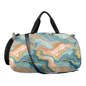 Sac de sport et de voyage unisexe en polyester à imprimé marbré avec logo personnalisé pour enfants, filles et garçons - Product Image 2
