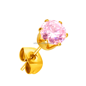 Offre Spéciale acier inoxydable élégant Six-Prong rond rose zircone <span class=keywords><strong>bijoux</strong></span> de beauté étincelants - Product Image 1