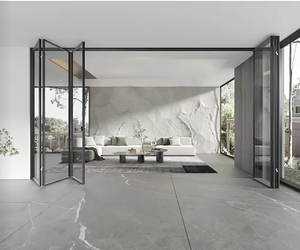 Puerta Corredera Plegable Sin Riel Inferior, Sistema Oculto en el Techo, Puerta Abatible que Ahorra Espacio - Product Image 2