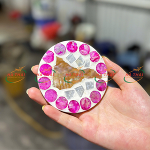 แผ่นรองแก้วเรซินเปลือกหอยหลากสีแบบสานด้วยมือ - Product Image 5