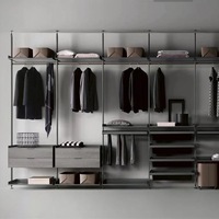 Support de placard personnalisable en alliage d'aluminium luxueux et minimaliste avec panneau en verre pour dressing moderne et armoire complète