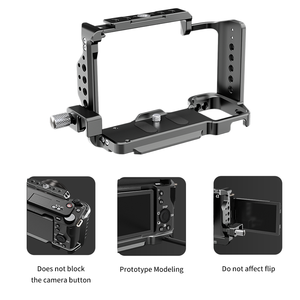 Kit de cage pour appareil photo en alliage d'aluminium avec poignée supérieure, poignée latérale en bois, griffe froide et rail NATO pour Sony <span class=keywords><strong>ZV</strong></span>-<span class=keywords><strong>E1</strong></span> - Product Image 4