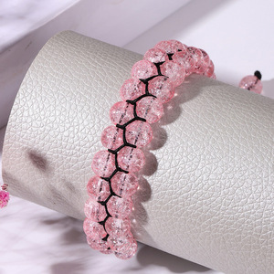 Nuevo Diseño Bohemio, Pulsera y Brazalete Ajustable de Dos Capas con Cuentas de <span class=keywords><strong>Cristal</strong></span> y Piedras de <span class=keywords><strong>Cristal</strong></span> Tejidas con Cuerda - Product Image 2