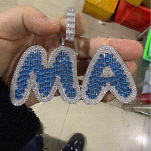 Dropshipping Cut Baby Blue Cubic Zirconia <span class=keywords><strong>pietre</strong></span> con <span class=keywords><strong>nome</strong></span> ciondolo personalizzato gioiello con <span class=keywords><strong>nome</strong></span> personalizzato - Product Image 4