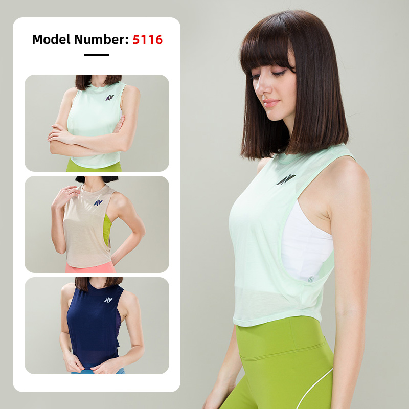 Custom Design Women Plus Size Yoga Top Loose Fit Lightweight Quick Dry Breathable Four-Way Stretch Workout Vest Tank Top Front