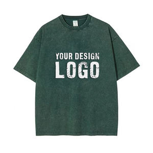 T-shirt décontracté pour homme, style vintage délavé, grande taille, manches courtes, col ras du cou, en coton épais, vente en gros OEM - Product Image 6