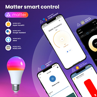 Ampoule intelligente WiFi E27 MOES Tuya Matter, LED dimmable, 16 millions de couleurs RVB, lampe bougie, commande vocale Alexa Google Home, contrôle par application