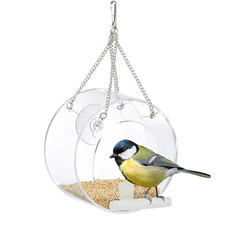 Alimentador de pássaros, alimentador de pássaros para observação de pássaros selvagem, kits de pássaros para fora de <span class=keywords><strong>acrílico</strong></span> com alimentação deslizante tr
