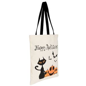 Sac fourre-tout en toile d'Halloween - Design personnalisable avec citrouille et chat noir pour fête d'Halloween - Vente en gros - Product Image 3