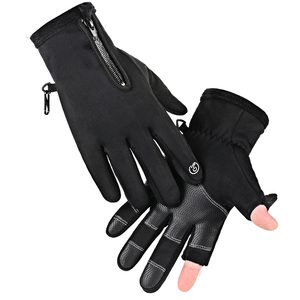 <span class=keywords><strong>Gants</strong></span> de cyclisme sans doigts doublés de polaire, chauds, antidérapants, imperméables, avec fermeture éclair, compatibles avec les écrans <span class=keywords><strong>tactiles</strong></span>, pour la conduite hivernale - Product Image 1