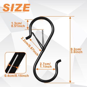LEONTOOL Pcs <b>S</b> <b>Hooks</b> For Hanging With Safety Buckle Inch Heavy Duty Metal <b>S</b> Shaped Closet <b>Hook</b> Pot Rack <b>Hooks</b> For Hanging Plants - Product Image 2