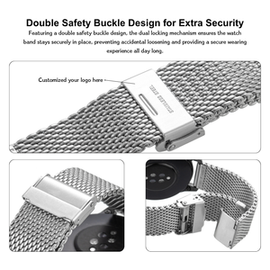 Correa de Reloj con Doble Hebilla de Seguridad para Relojes Inteligentes Samsung, <span class=keywords><strong>Huawei</strong></span>, Xiaomi y Relojes Tradicionales, Correas de Acero Inoxidable de 22 mm - Product Image 5
