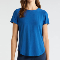 T-shirt de sport personnalisé en Lyocell pour femme – Modèle basique ultra doux et respirant, idéal pour le yoga et la gym, à manches courtes