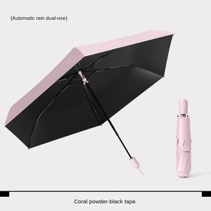 Three-fold 6-bone <b>Automatic</b> Ultra-light Black Glue Sunscreen Folding Female Portable Pencil <b>Umbrella</b> Manufacturers Spot Printing - Product Image 6