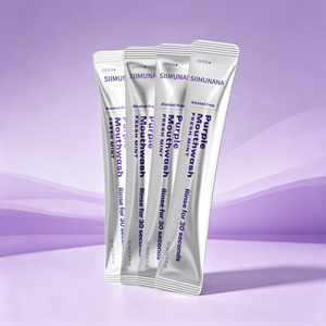 Tiras desechables moradas para blanquear los dientes, enjuague bucal sin alcohol, menta fresca, cuidado de las encías, enjuague bucal de viaje - Product Image 1