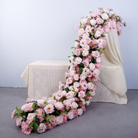 Décoration florale DIY en rangée de roses artificielles en soie pour centres de table de mariage, murs de fond, arches, événements et scènes