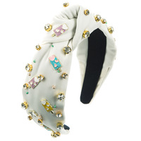 Serre-tête noué en forme de bâtonnet de crème glacée avec strass et perles, mignon, pour femme, été, haute qualité, 13 cm, accessoires pour cheveux