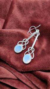 ต่างหูเงินแท้ 925 ประดับโอปอลไฟ ดีไซน์โบโฮลายเซลติก งานแฮนด์เมดสั่งทำได้ สินค้ามาใหม่ - Product Image 2